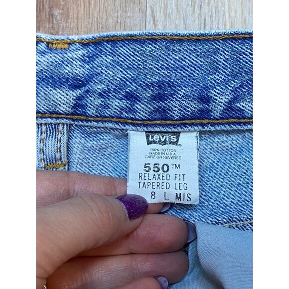 Vintage Levis Womens 550 High-Waisted Blue Jeans With Distressed Patches USA - Picture 8 of 8
